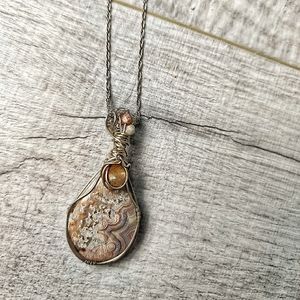 Sterling Silver Crazy Lace Agate Necklace